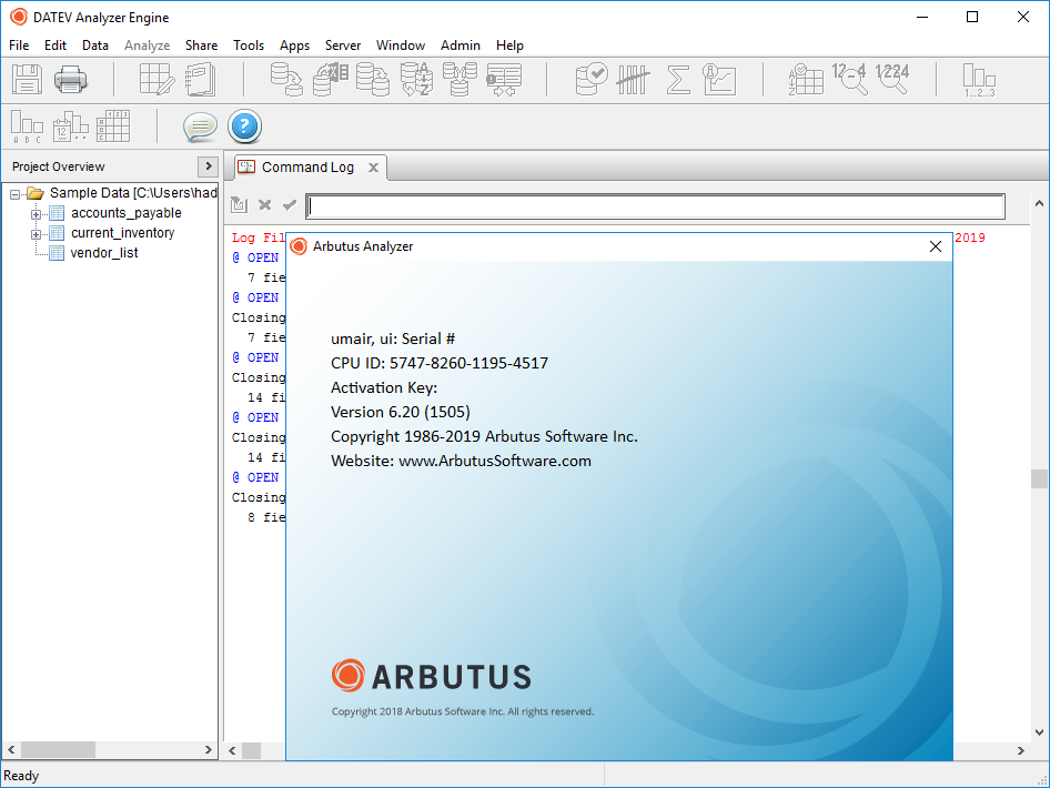 ArbutusAnalyzer 6.20 license